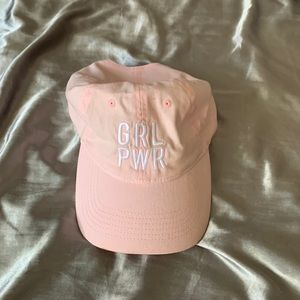 Pink girl power hat.